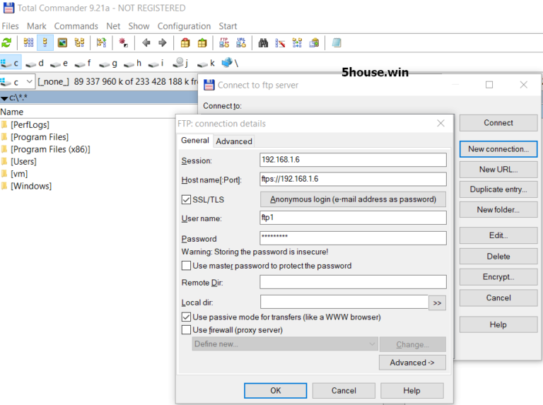 filezilla port for r